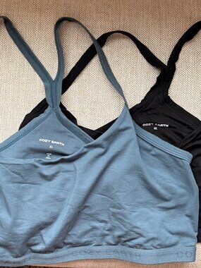 Cozy Earth Bamboo Bralette Set XL Black Blue Wireless Lounge Bra